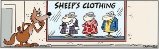 wolf out shopping for sheep's clothing